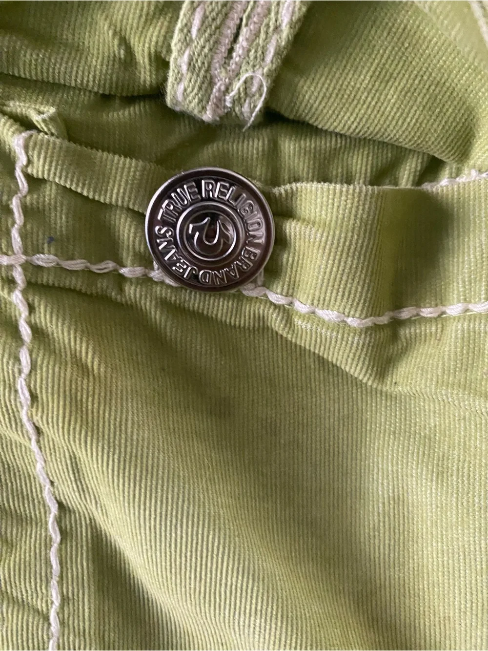 True Religion Y2K Relaxed Ace Cargo  Pants Kalamata Green Contrast Stitch 36